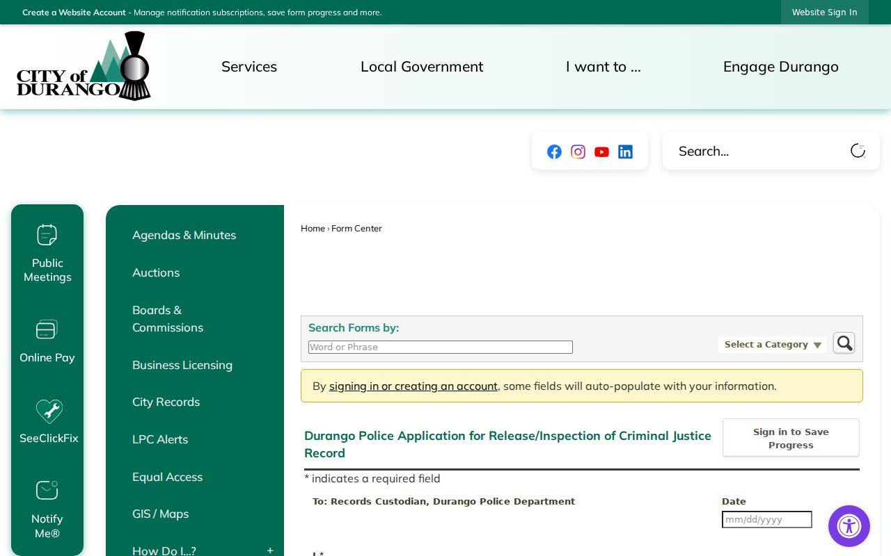 La Plata County criminal court cases police records release form