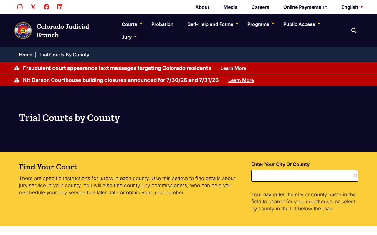 Sixth Judicial District courthouse source for La Plata County criminal records