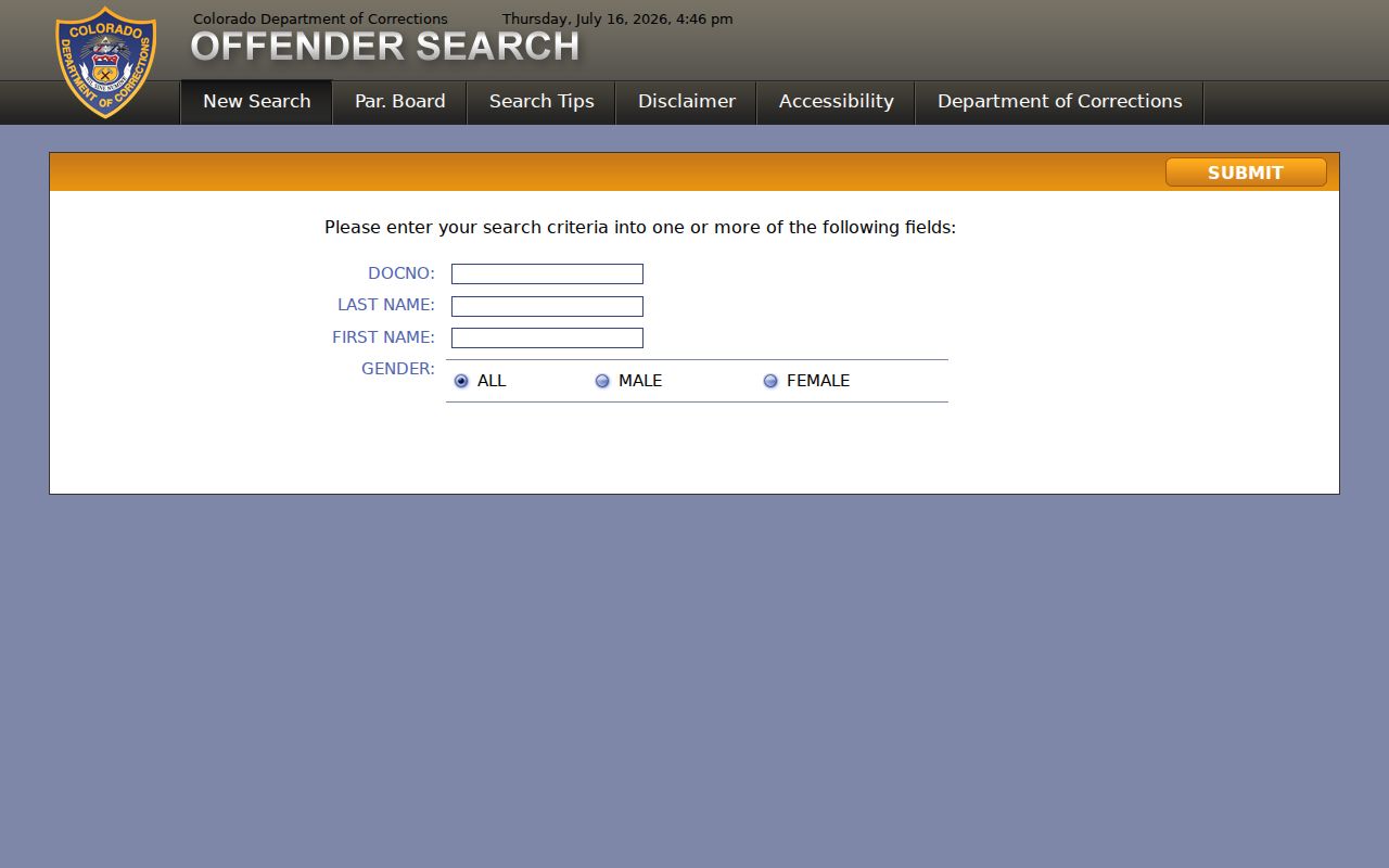 CDOC offender locator for La Plata County criminal history and state custody